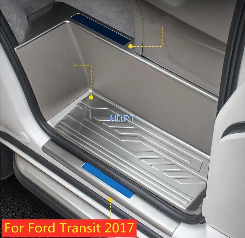 Car Door Sill Scuff Plate For Ford Transit 2017 2018 2019 Guards Door Sills Strip Protector Stickers Stainless Steel Accessories