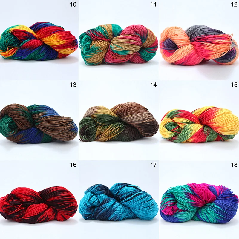 Hilo de lana de algodón de colores degradados, hilo acrílico para tejer a mano, manualidades de bufandas y suéteres, 50g