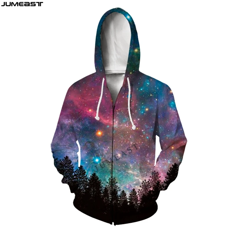 

Jumeast Men Women Sweatshirts Starry Sky Planet Universe Night View Oversized Coat Casual Jacket Pullover Spring Zipper Hoodies