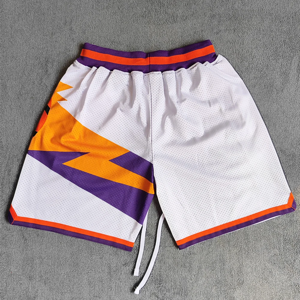 MM MASMIG White Sun Printed Basketball Shorts with Zipper Pockets Devin Booker Street Style Sports Pants