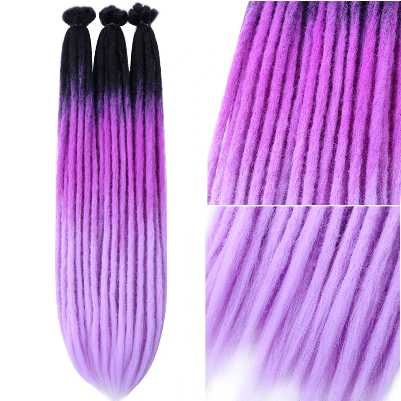 Voller Stern Handgemachte Dreadlocks Schwarz Ombre Braun Schwarz Lila Häkeln Briads Haar 5-30 Strang Furcht Loks Synthetische Haar für Frauen