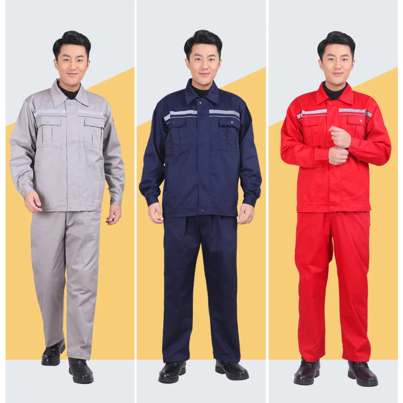 

100% Cotton Working Clothing Men Women Anti-static Gas Station Worker Uniforms Durable Mechanical Chemical Electricity Coveralls