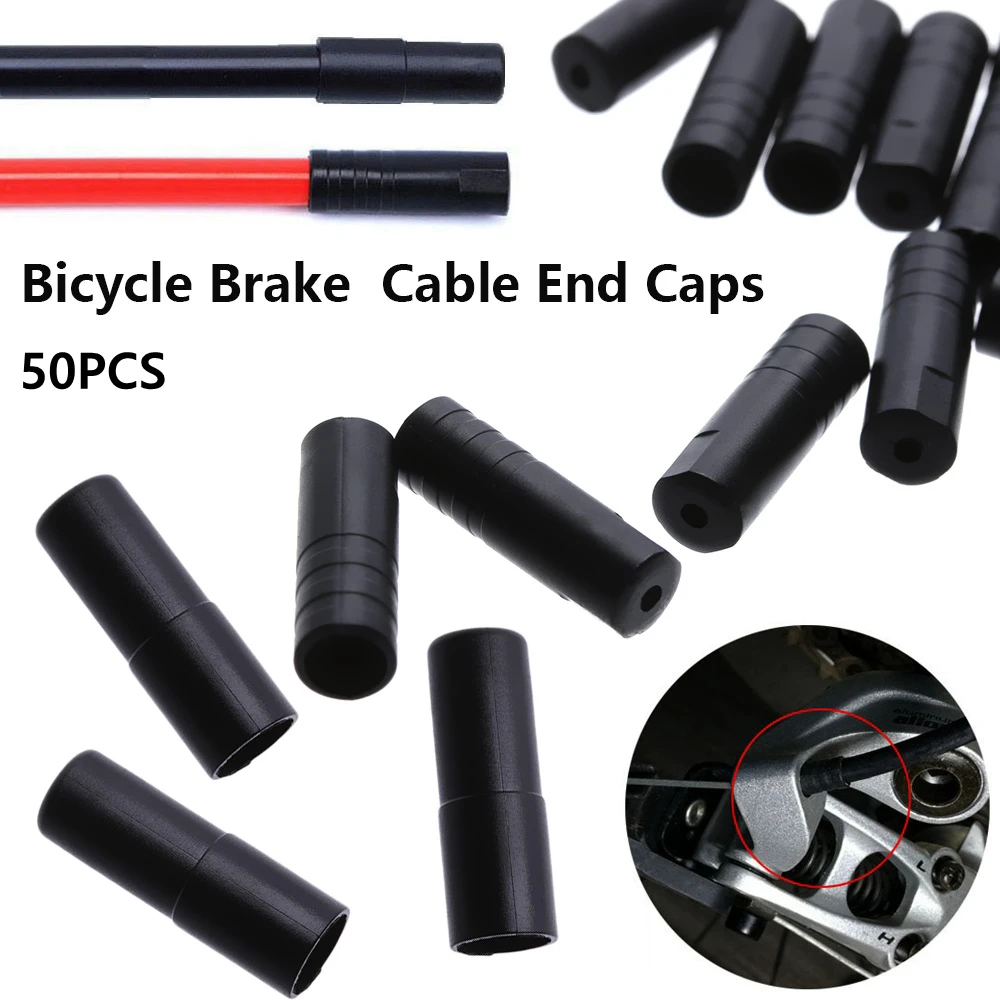 50PCS Black Plastic Bike Brake/Shift Cable Caps MTB Bicycle Brake Outer Cable End Caps Tips Cycling Parts Replacement Accessory