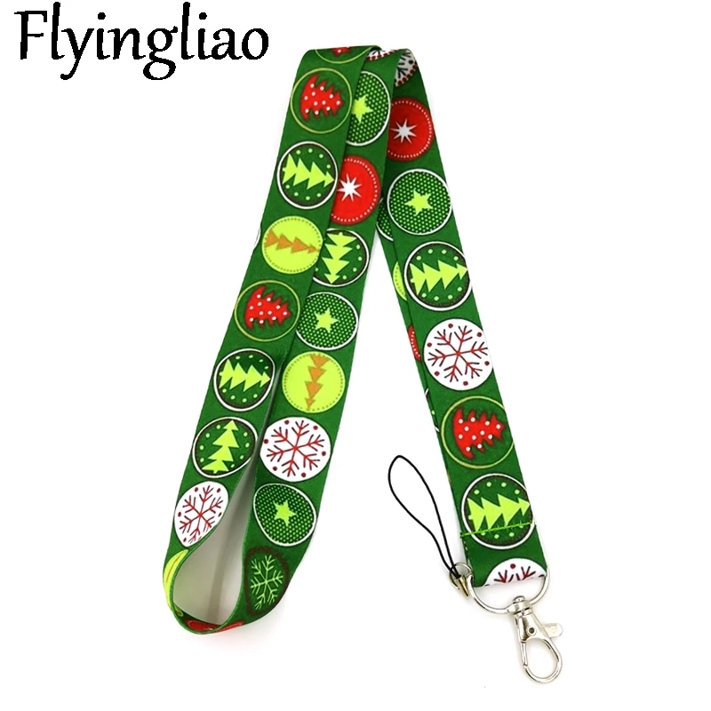 Merry Christmas Tree Neck Strap Lanyards ID badge card holder keychain Mobile Phone Strap Gift Ribbon webbing necklace Gifts