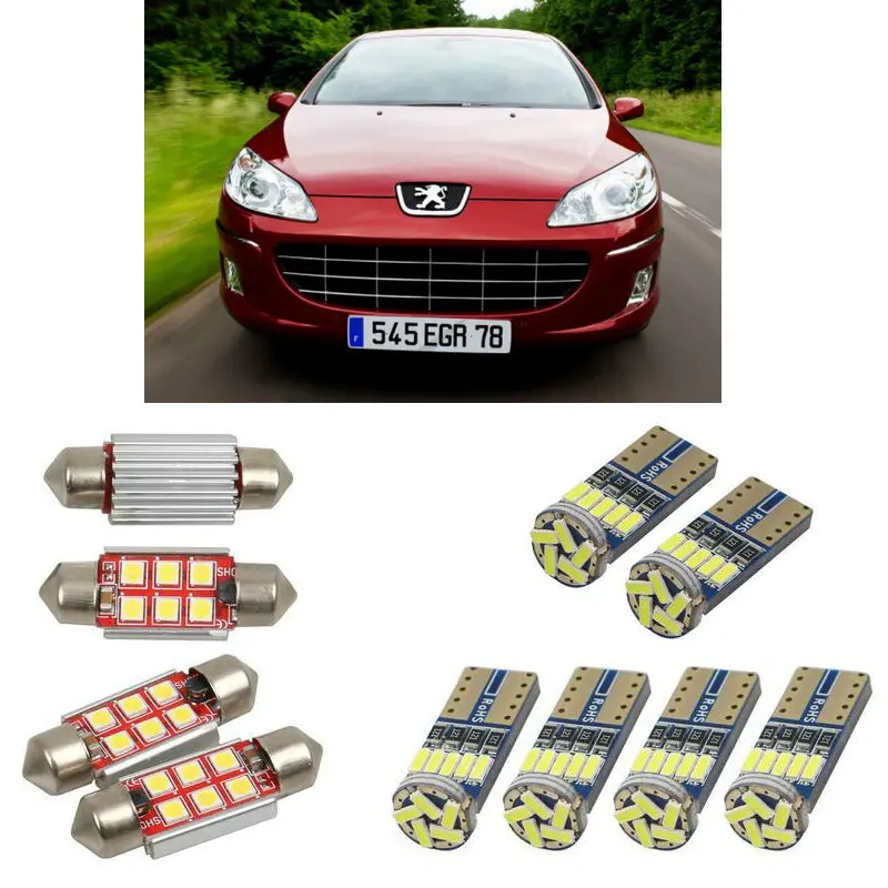 

Interior led Car lights For peugeot 407 6d sedan coupe 6c sw 6e estate car accessories boot light License Plate Light 14pc