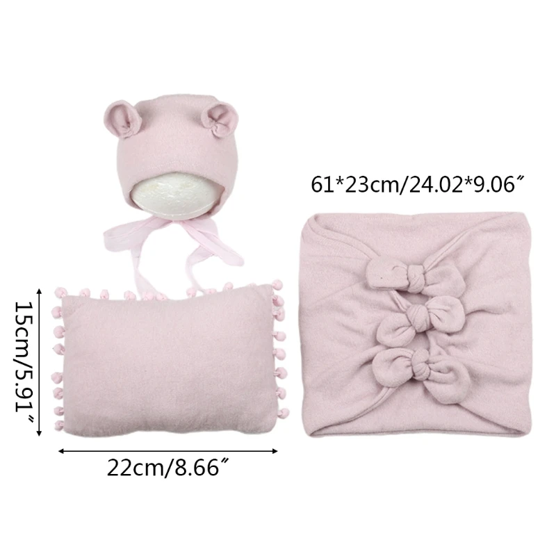 3Pcs/Set Baby Hat Pillow Wrap Newborn Photography Props Infants Photo Shooting Accessories