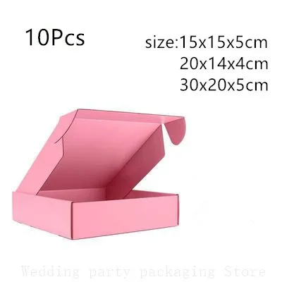 10pcs / pink gift box festival celebration packing box 3-layer corrugated box supports