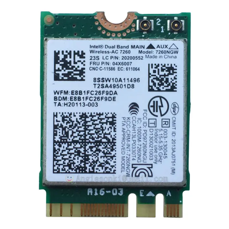 

Dual Band 7260NGW WLAN WIFI Card Bluetooth 7260AC NGFF 867M 802.11ac intel Wireless-AC 7260 For THINKPAD T440S X240S X230S W540