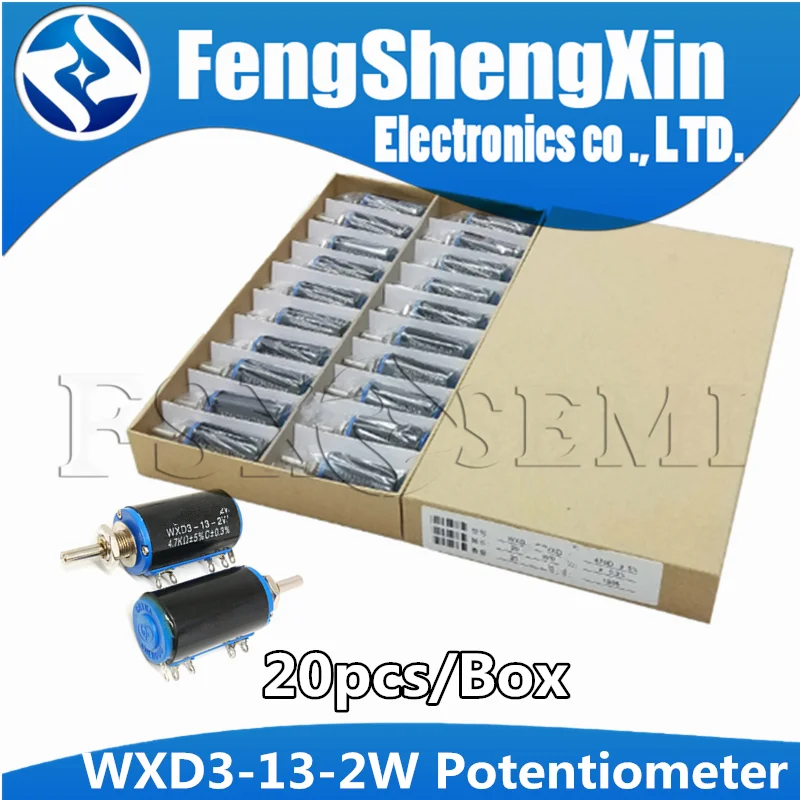 

20pcs WXD3-13-2W 100 200 220 470 680 1K 2.2K 3.3K 4.7K 5.6K 6.8K 10K 22K 33K 47K 100K Ohm WXD3-13 2W Wirewound Potentiometer