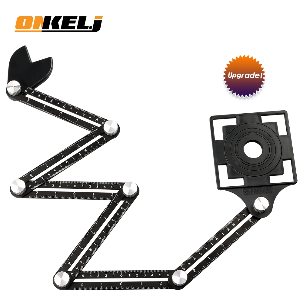 Tile Hole Locator Adjustable Tool Masonry Glass Fixed Angle Measuring Ruler Universal Angular Template Izer 4/6/12 Slides/Fold