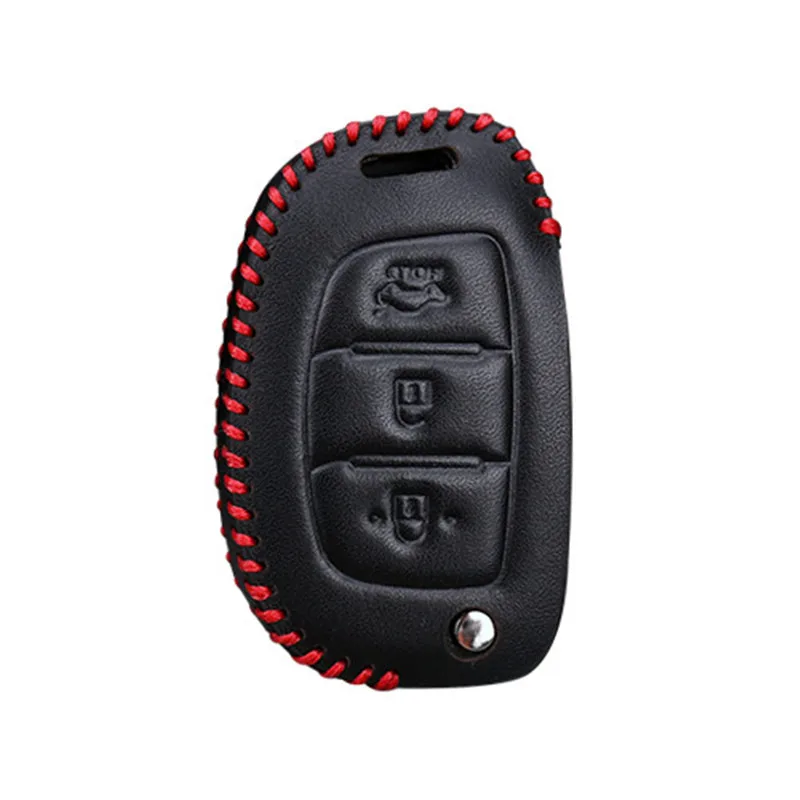 Leather Car Key Cover Case For Hyundai Solaris ix25 ix35 ix45 Santa Fe HB20 Verna Solaris Creta i10 i20 i30 Tucson 2019 2017