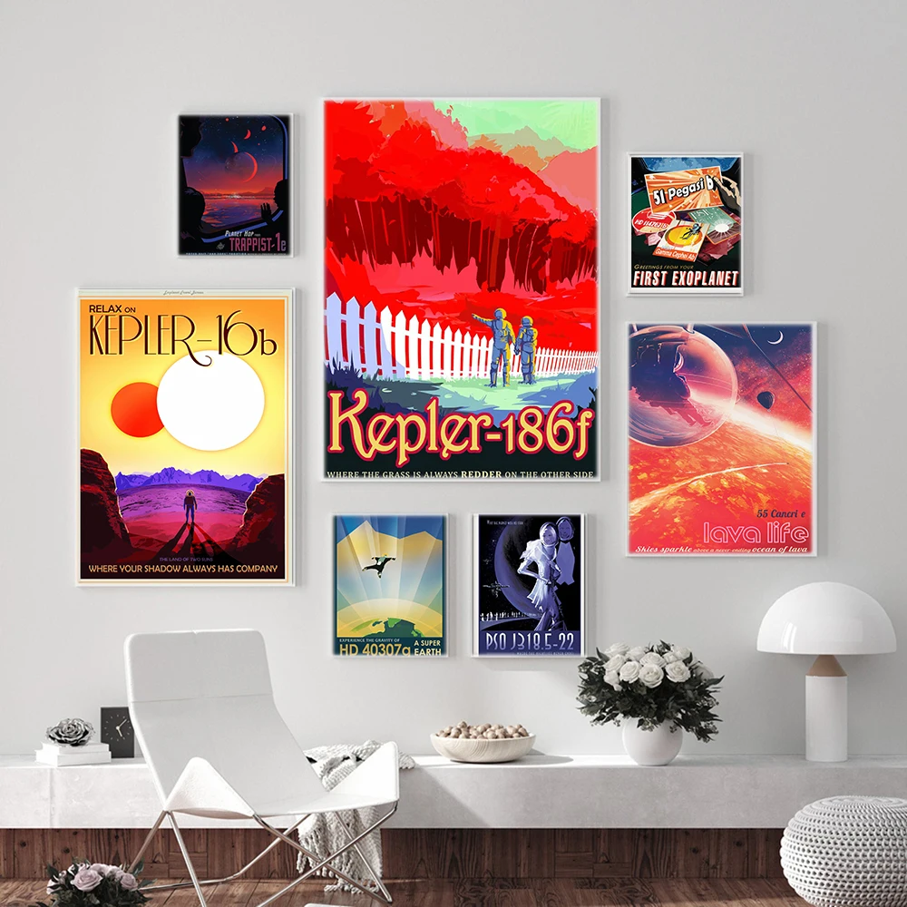 American Exoplanet Series Poster Complete Collection Print Canvas Art Painting Wall Picture Modern Living Room Room Home Decor
