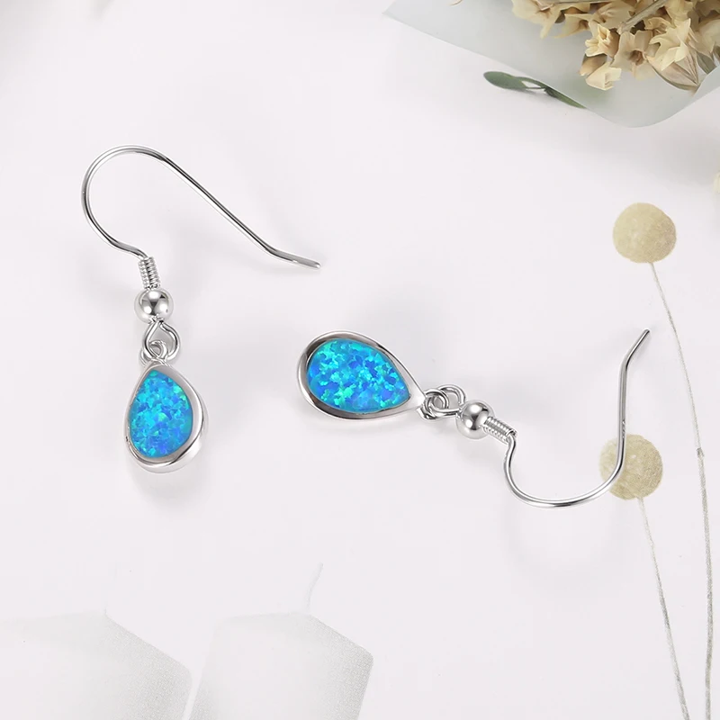 925 Sterling Silver Opal Natural Stone Earrings Women Korean Long Silver 925 Earrings Fashion 2020 Drop Wedding Jewelry