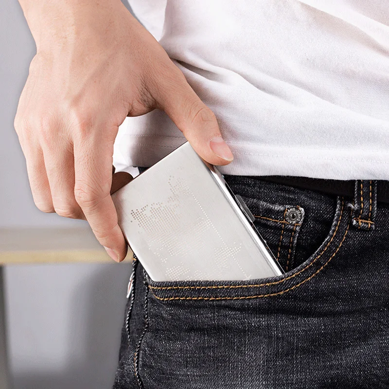 Anti-Theft Metal Credit Card Holder Aluminum Antimagnetic Men Anti-degaussing Protect ID Cardholder Slim Wallet Case Coin Purses