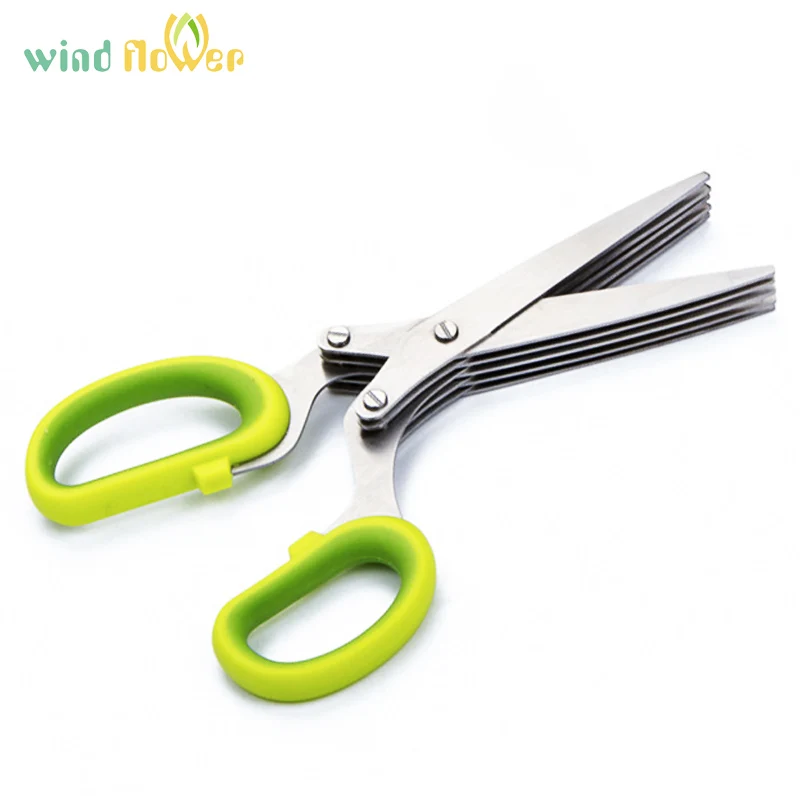 Wind flower Steel Kitchen Scissors Multi-function Household Green Scallion Seaweed Five-layer Broken Food Scissors