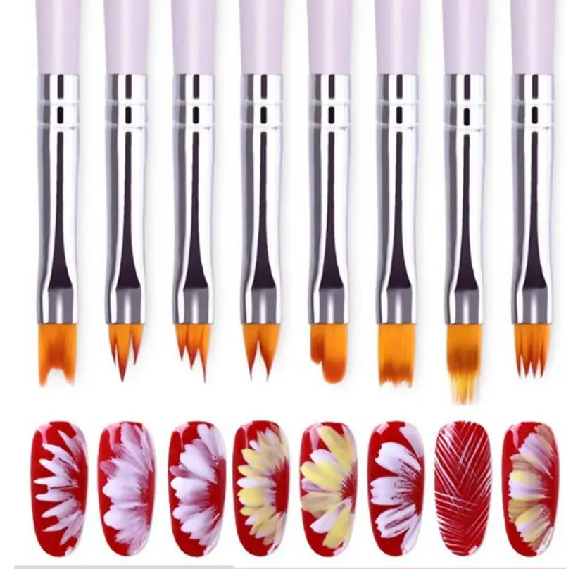 

8pc 14.8cm Acrylic Manicuring Brush Nail Art Flower Drawing Pen Painting Brushes Dotting Manicure Nail Gel Varnishes Tool T0623