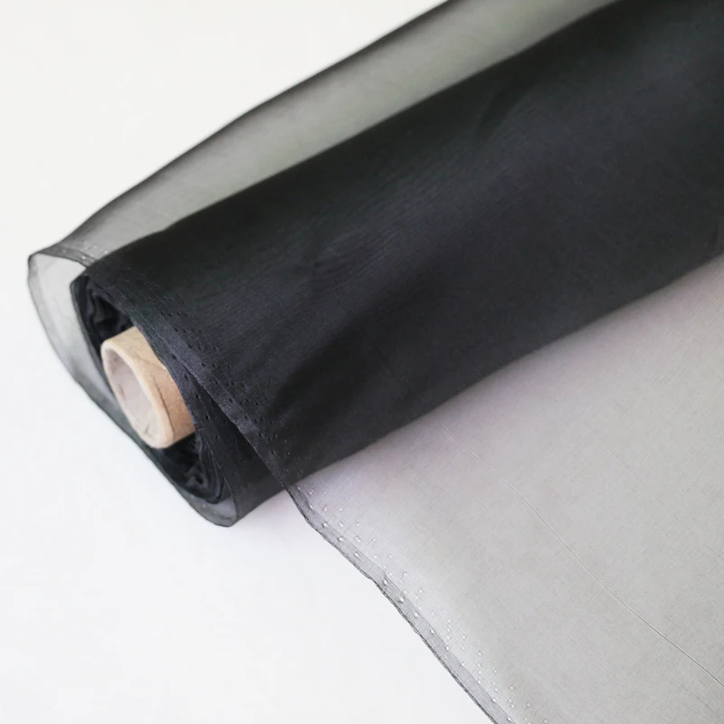 Wholesale Black 100% Mulberry Silk Organza Fabric Gauze Tecido Meter