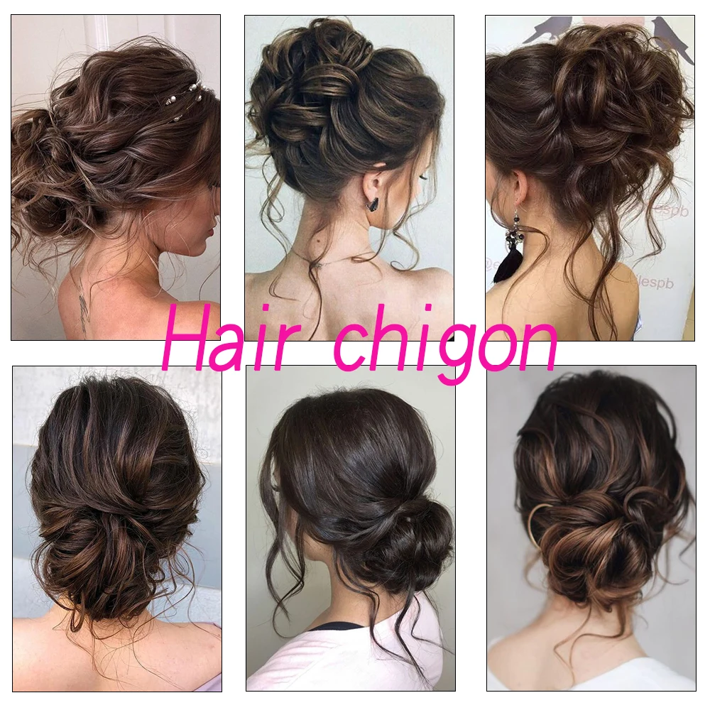 MSTN الاصطناعية كعكة الشعر Chignon فوضوي مجعد خصلات الشعر المستعار شعر مستعار قطع للنساء دبابيس الشعر الأسود براون وصلات شعر قطع الشعر