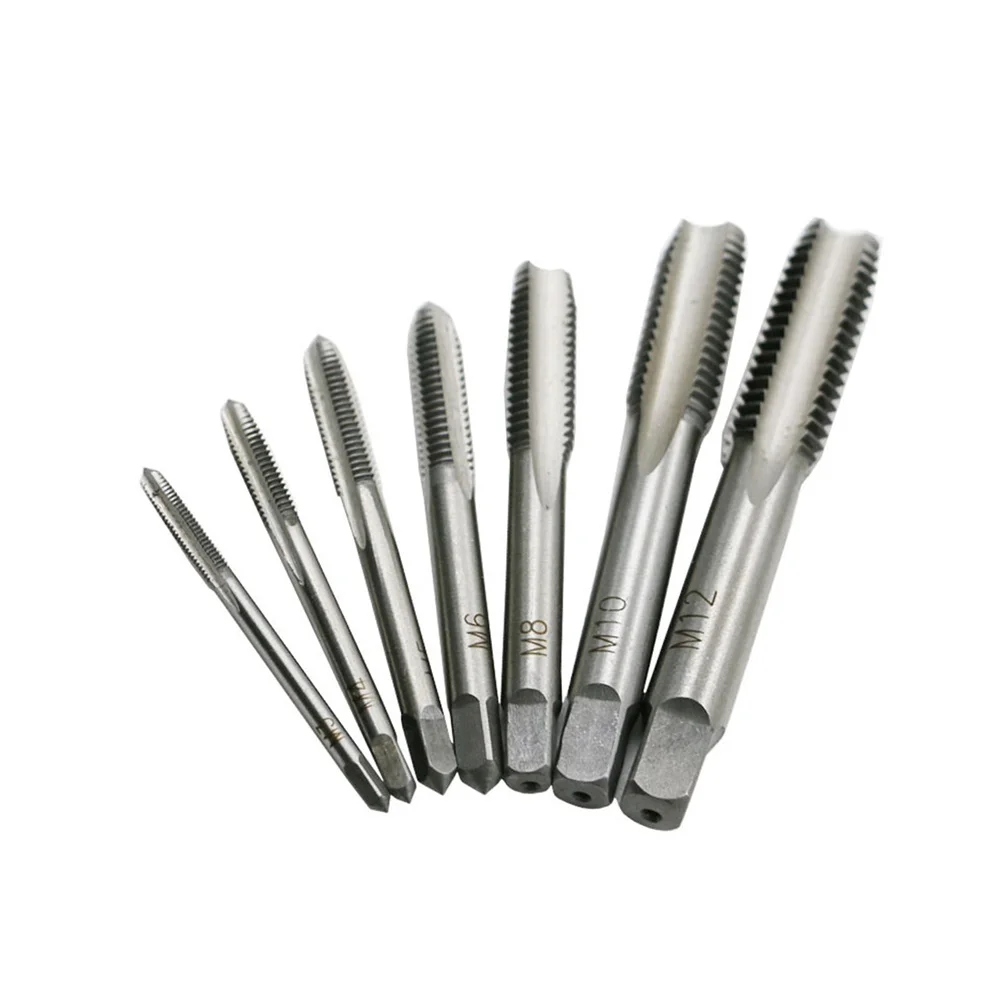 7PCS Metric Tap Set Tap Drill Bit Hand Tool Set M3-M12 Machine Spiral Point Thread Tap and Die Set Metal Wood