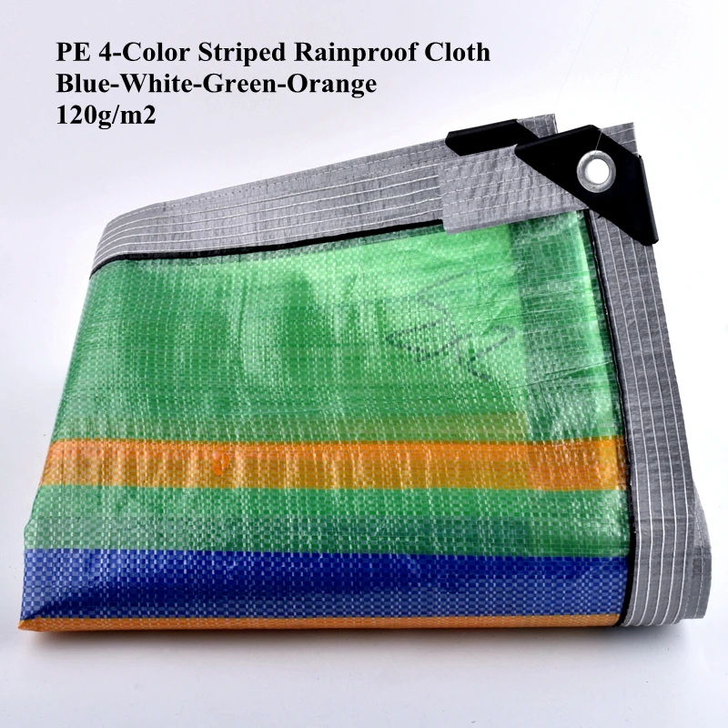 

PE 4-Colors Striped Tarpaulin Outdoor Rainproof Cloth Awning Pet Dog House Shed Sunshade Sail Household Window Waterproof Cloth