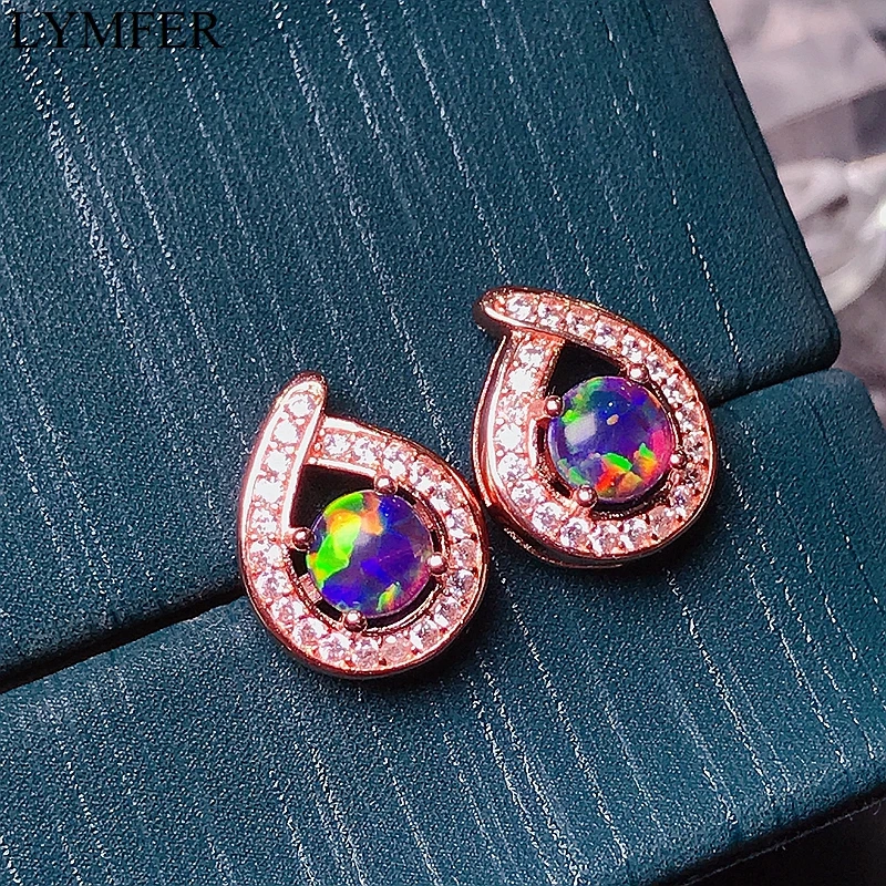 

Special new Natural Black Opal Earrings Blue Earrings 925 sterling silver hot