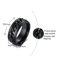 Black Spinner Chain Ring for Men #6