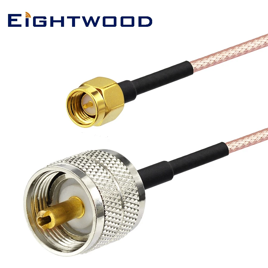 Eightwood Custom RF Coaxial Antenna External Cable SMA Plug Male Pin to UHF PL 259 Plug Male Pin 12