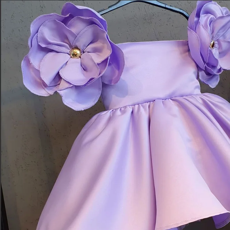 Costume da banchetto vintage per bambina, abito da principessa con fiori, per bambini, serata formale, damigella d'onore, compleanno, battesimo, vestiti 1-7 anni