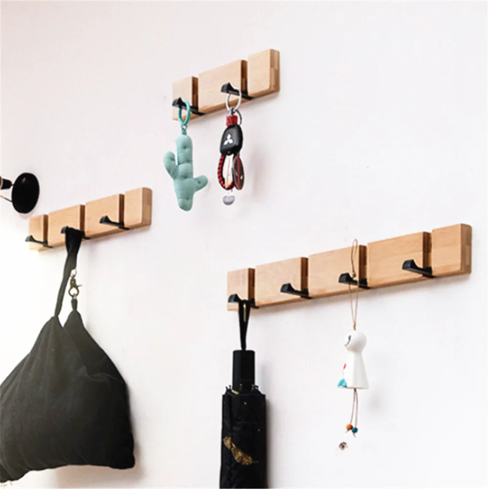 

Wall Clothes Hooks Solid Wood Wall Hooks Towel Coat Clothe Racks Hook Shelf Living Room Wall Row Hook Rack Storage Key Holder