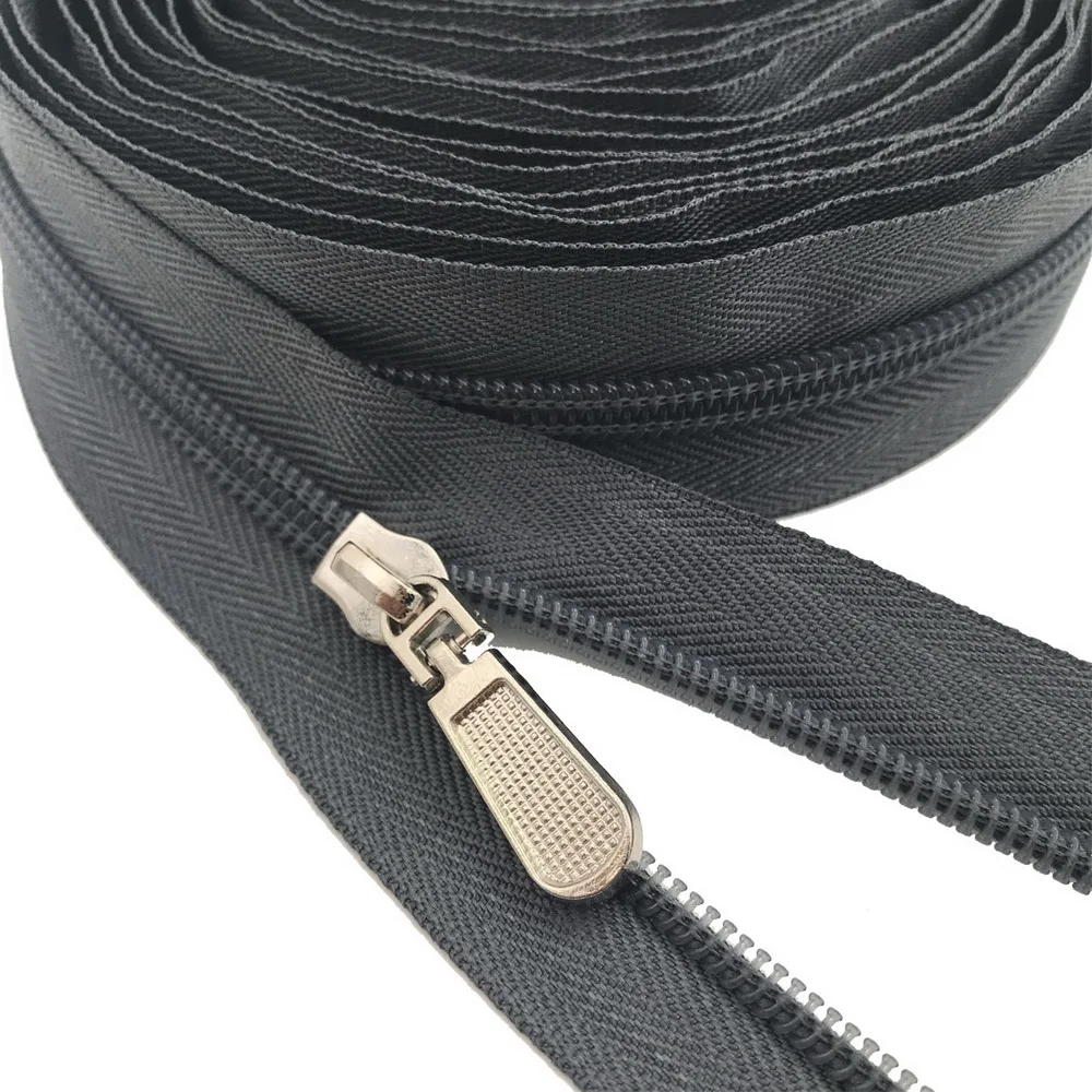 5# 5 Meter  Nylon Coil Zippers with 10pcs Zipper Pulls  for Sewing Sports Coat Bag Garment Clothing Accessory