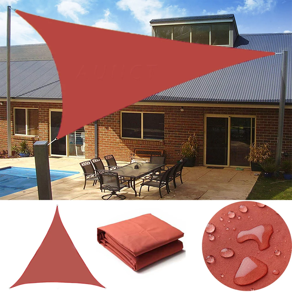 

Rust Red 300D Triangle Patio Shade Sail Waterproof Awning Outdoor Sun Shelter Garden Pool Shade Camping Hiking Yard Sail