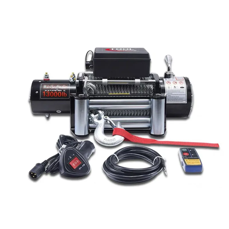 NEW 13000LBS 5897.5Kg 12V Electric Synthetic Rope Winch Gear Train Roller Fairlead.