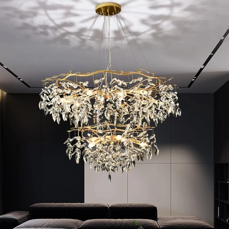 

Nordic LED K9 Crystal Chandelier Lighting Modern Luxury Home Decor Chandelier Lamp Dinning Room Hanging Crystal Lobby Lighting