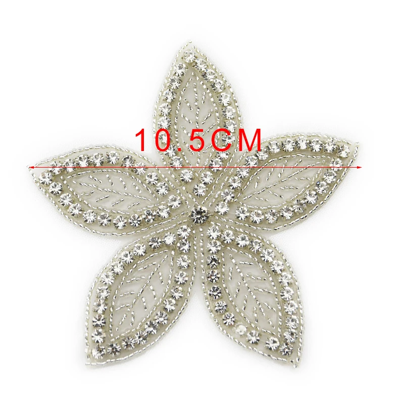 3D Silver Flower Rhinestone Applique, Iron-On for Baby's Head Accessory, WRA-787