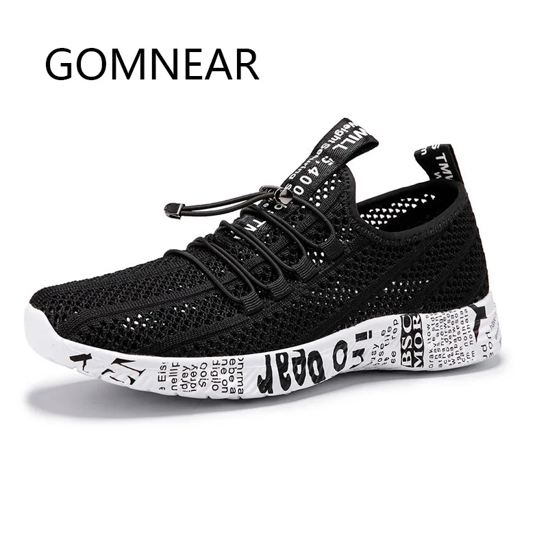 GOMNEAR Summer Men Shoes Casual Black Mesh Breathable Sports Shoes for Male Running Trainers Mens Sneakers Shoes Beach Barefoot