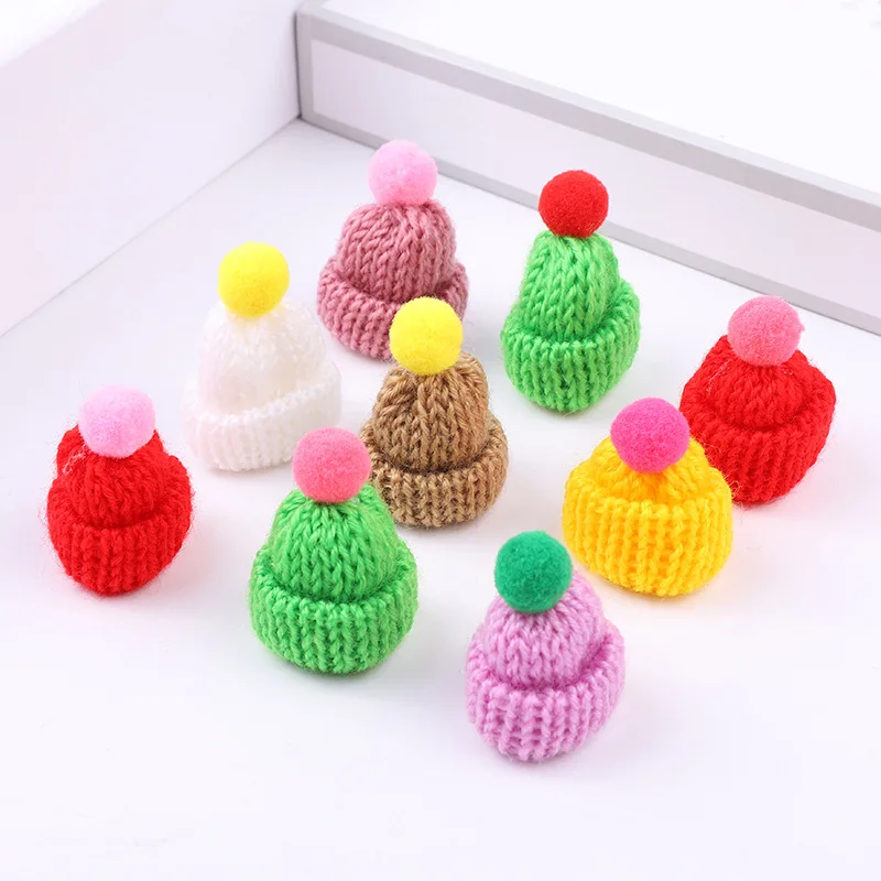 20 pz carino maglieria Mini pompon cappelli fai da te artigianato fornitore copricapo indumento bambola giocattoli decorazione bambini Scrapbooking