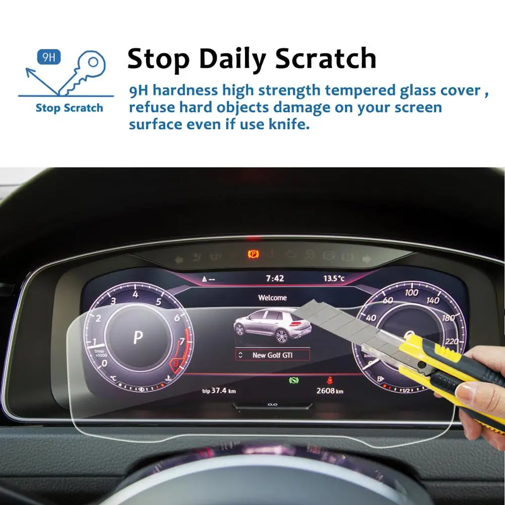 LFOTPP Car Screen Protector for VW Golf 7 MK7 GTD GTI GTE 2016-2019 12.3-Inch Digital Cockpit Display Auto Golf 7 Accessories