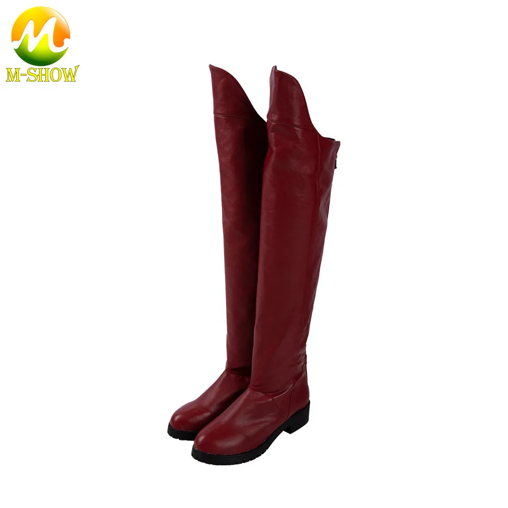 Woman Fancy Boots Kara Zor El Cosplay Costume Shoes Luxious Red Faux Leather Boots for Adult Women Any Size