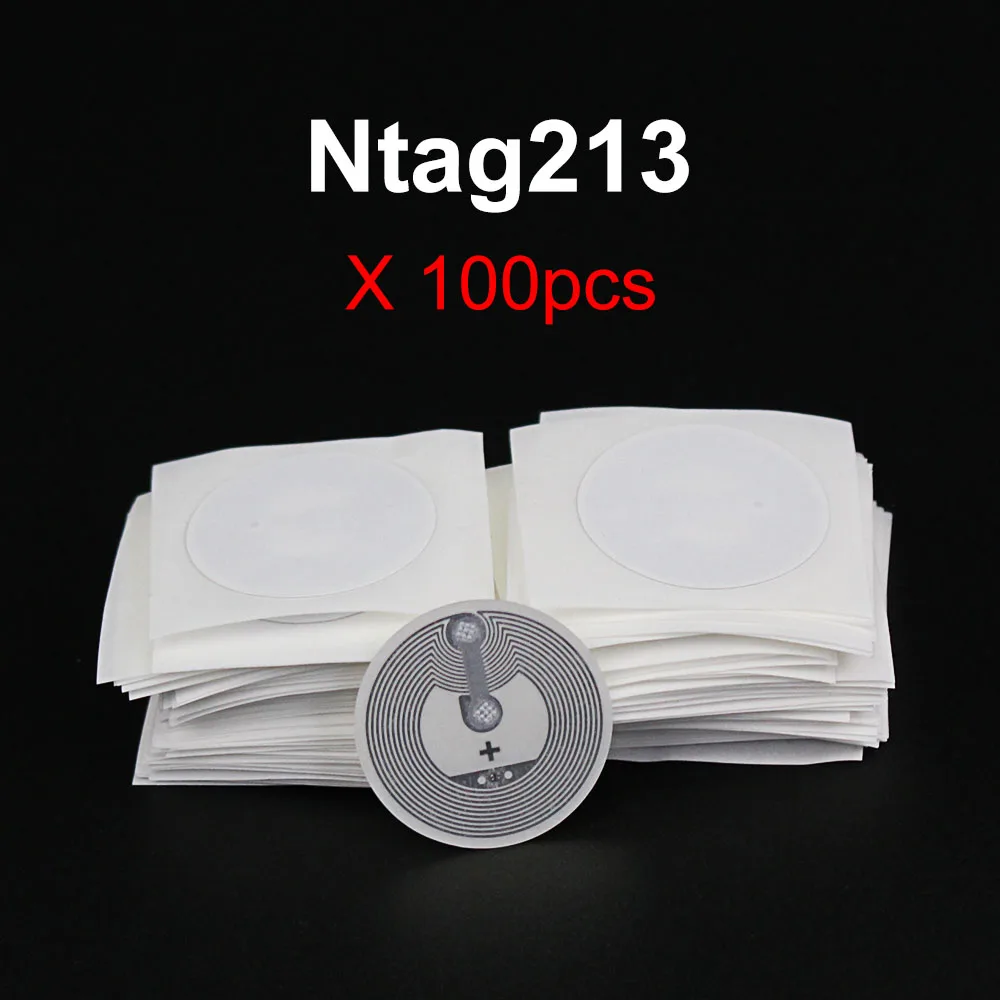 

(100PCS/LOT) 25mm White NFC Stickers Protocol ISO14443A 13.56MHz NTAG 213 Universal Label RFID Tags for All NFC Phones