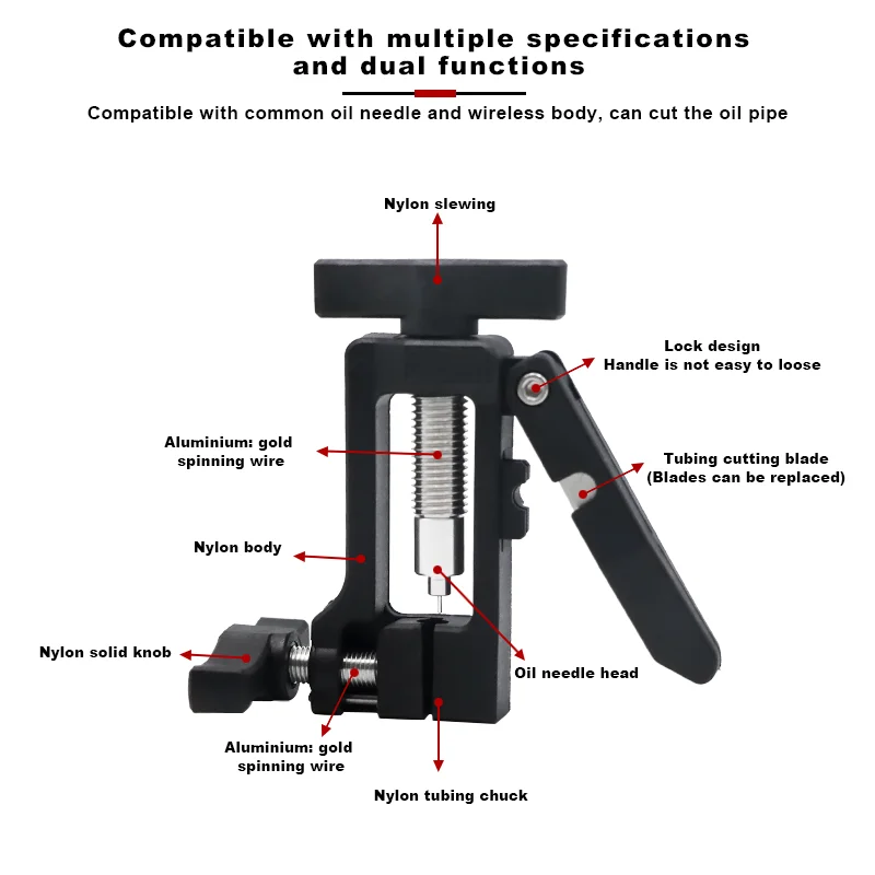 2 In 1 Bicycle Brake Hydraulic Hose Needle Driver Cutter Connector Insert Repair Tool For Bike Shimano SRAM AVID Magura Formula