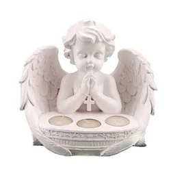 Angel Candle Holder Statue Table Decor Resin Figurine Sculpture Candle Holder Home Decor Candlestick (without Candle)