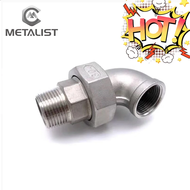 

METALIST DN15-DN50 Male & Female 90 Degree Elbow BSP Thread SUS304 Live Joint Coupling Union Connector Pipe Fitting for Tube