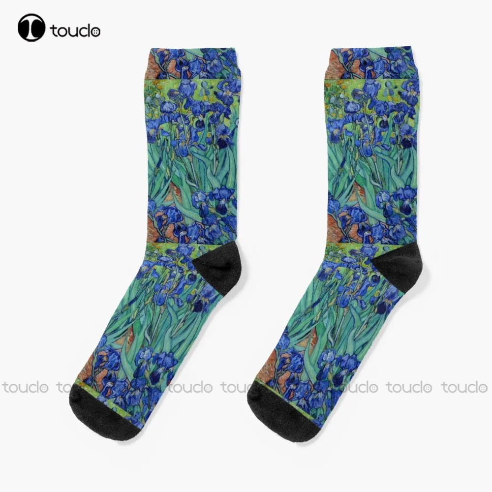 

Vincent Van Gogh Irises Vibrant Flower Fine Art Socks Women Socks Personalized Custom Unisex Adult Teen Youth Socks Fashion New