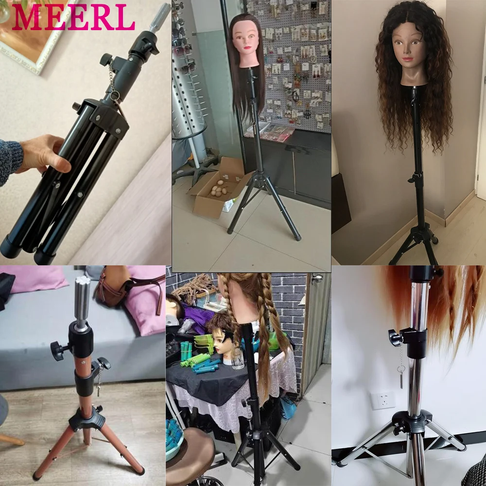 MEERL Mannequin Head Holder Tripod Stand For Hairdressers Salon Training Head Strong Adjustable Wig Stand Tripod For Wig Making