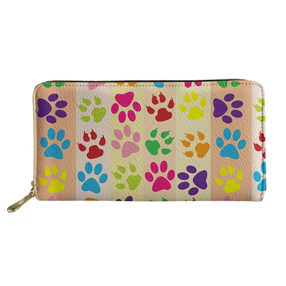 Moda nova pata do cão carteiras mulheres de couro longo bolsa embreagem zíper celular bolsa carteira carteira designer atacado