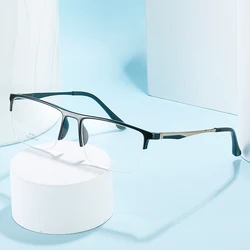 HANDOER Blue Light Blocking Glasses Frame UV400 Prescription Spectacles Anti-Reflective New Hot Half Rimless Men Eyewear Frame