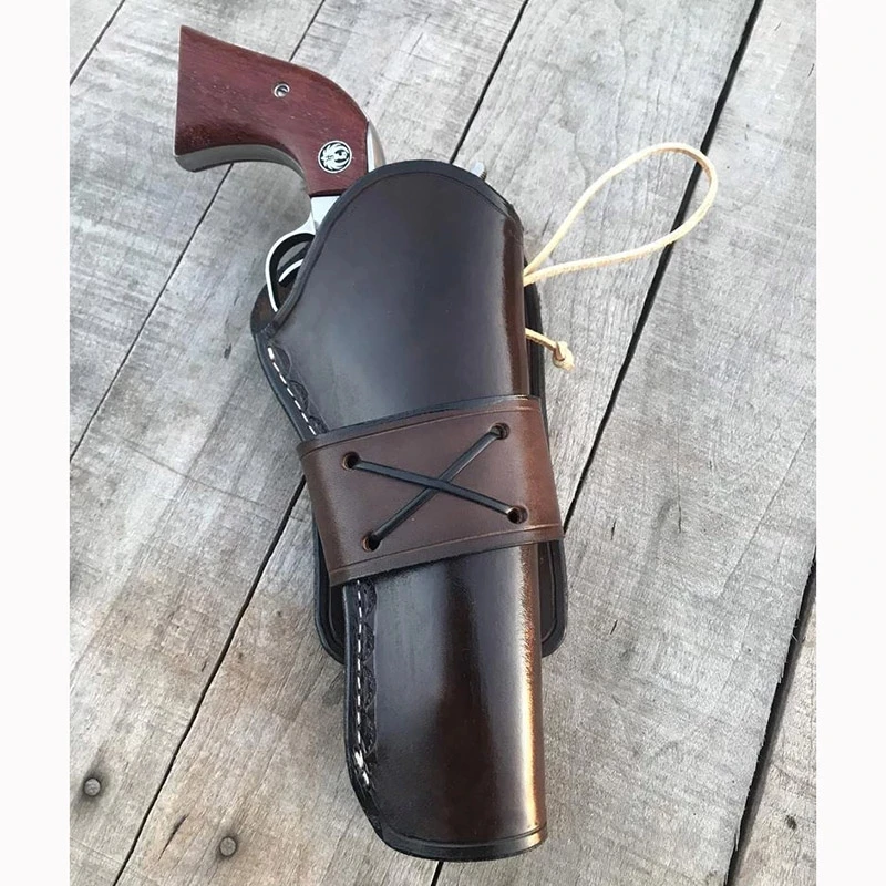 Middeleeuwse Steampunk Lederen Verborgen Revolver Holster Voor 6 8 Inch Vat Western Cowboy Pistool Houder Riem Accessoire Kostuum