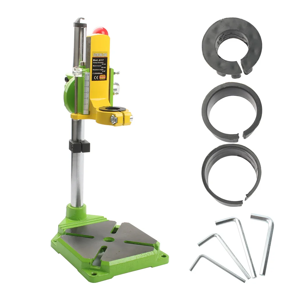 1pc 0 90 degrees Yellow Green Electric power Drill Press Stand table for Drills Workbench Clamp for Drilling Collet 35 43mm