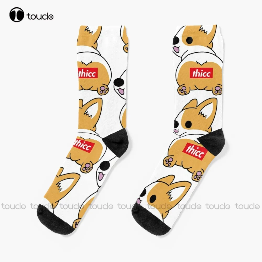 

New Thicc Corgi Butt Socks Softball Socks Personalized Custom Unisex Adult Socks Popularity Holiday Gifts Teen Socks