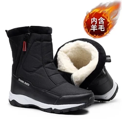 Men Boots 2023 Winter Shoes men Warm Snow Boots Mid-calf Men Winter Shoes Thick Plush 30% Wool Winter Boots Non-slip